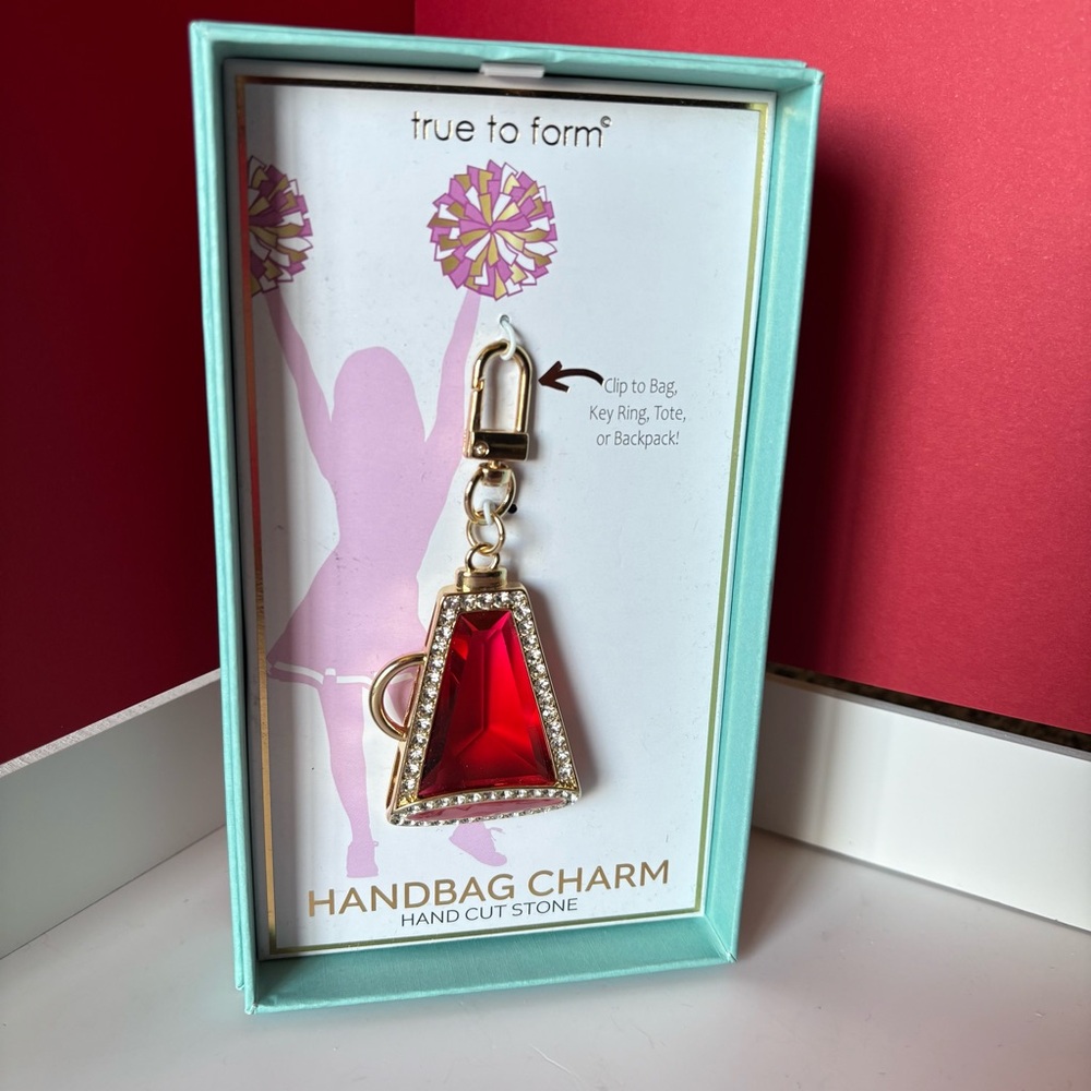HANDBAG CHARM True to Form Red cheerleading, megaphone NWT